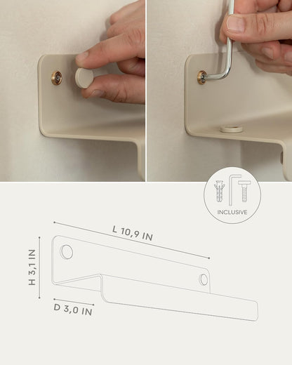 Kazai. Key Holder for Wall 'Holmsen' | Minimalist Key Hooks Design from Berlin | Modern Key Hanger with Metal Shelf | Key Hook Wall Mounted as Hallway Furniture | Sand Taupe