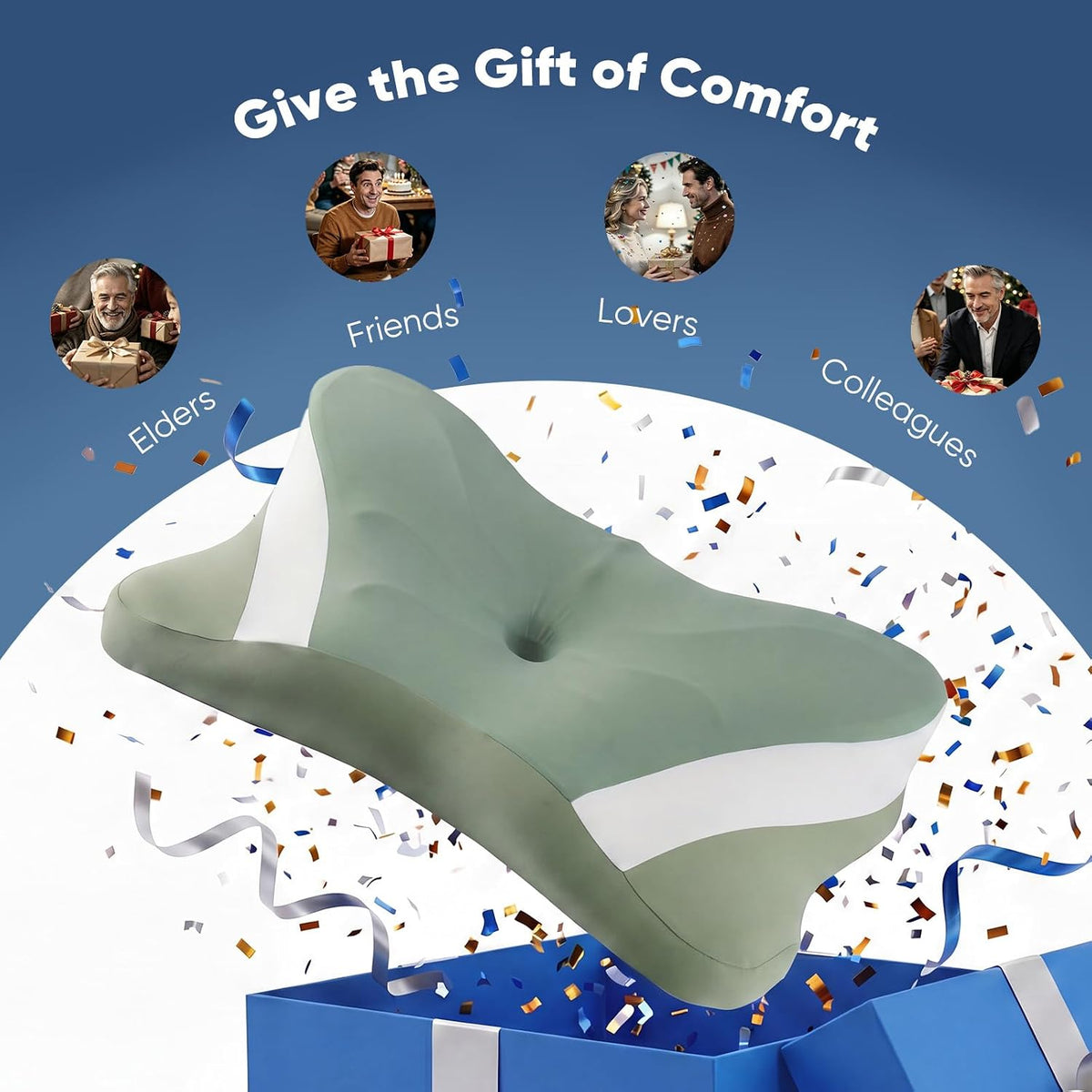 Sweetcrispy Cervical Pillow for Neck Pain Relief, Cooling Memory Foam