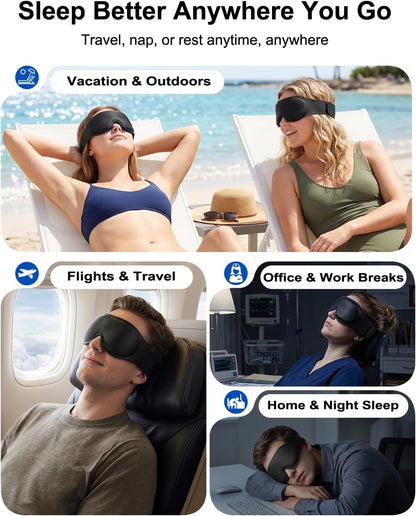 Weighted Eye Mask for Sleeping, 100% Blackout Sleep Mask for Women and Men | Deep 3D Contoured for Lash Extensions, Zero Eye Pressure, Memory Foam, Adjustable Strap for Airplane Travel and Meditation