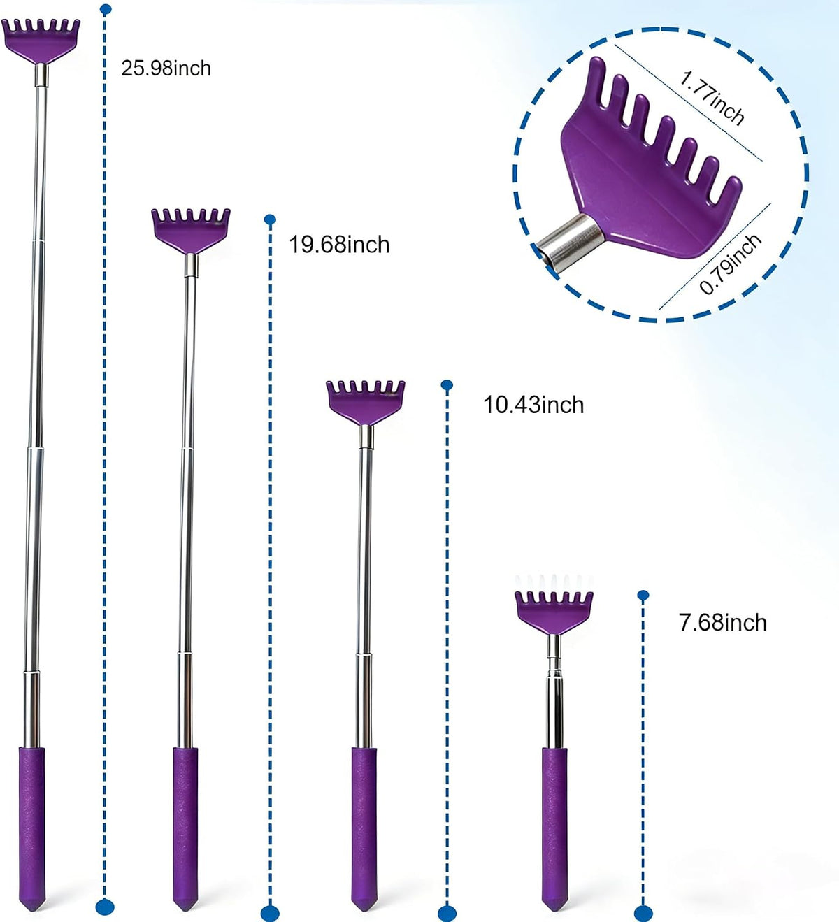 2 Pack Back scratchers Set,Stainless Steel Back Scratcher Extendable