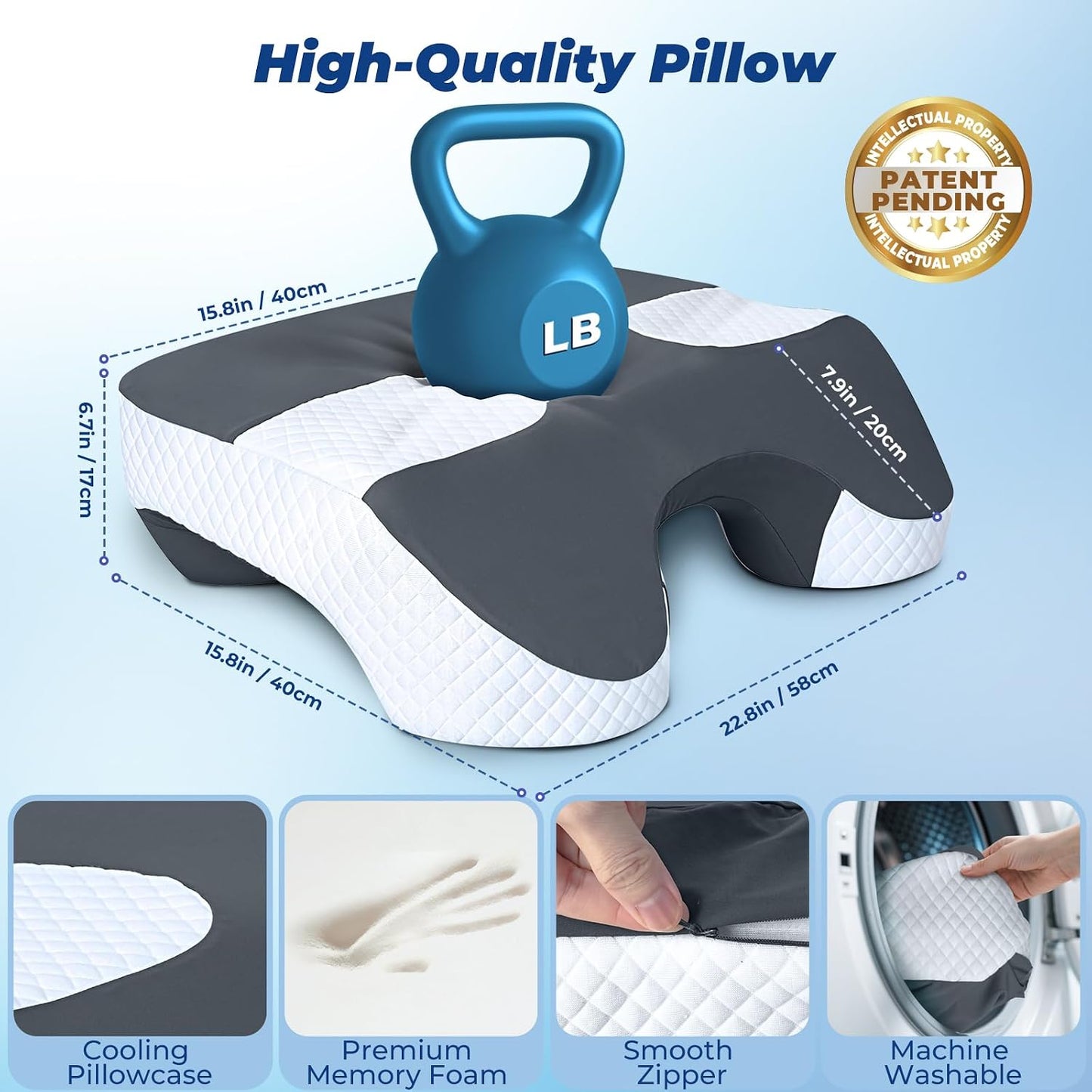 SAHEYER Side Sleeper Pillow with Arm Holes, 2 in 1 Shoulder Relief System for Rotator Cuff Pain, Memory Foam Pillow for Adults with 3 Arm Place Hole - for Side, Back and Stomach, Black