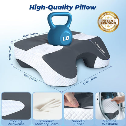 SAHEYER Side Sleeper Pillow with Arm Holes, 2 in 1 Shoulder Relief System for Rotator Cuff Pain, Memory Foam Pillow for Adults with 3 Arm Place Hole - for Side, Back and Stomach, Black