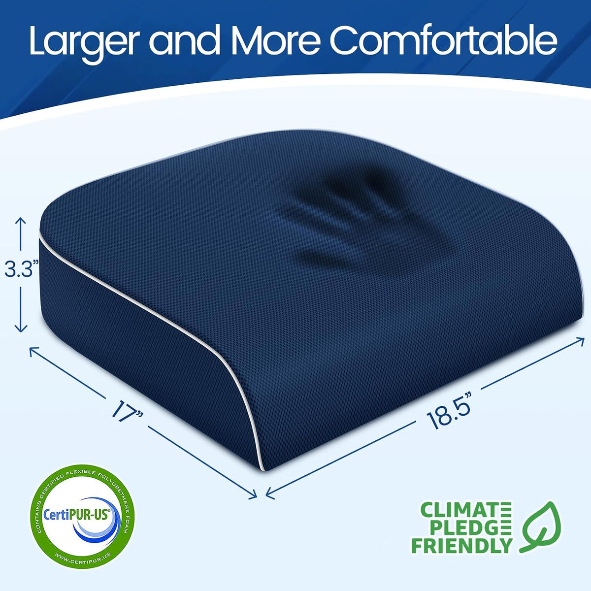 SweetSlubr Memory Foam Seat Cushion, Office Chair Cushion, 3-Inch, Large