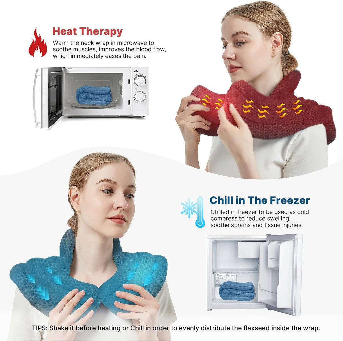 Microwave Heating Pad 6 x 12 Small Heating Pad Microwave, Microwave Bean Bag Heating Pad for Neck and Shoulders, Moist Heat Pack Pillow Warm Compress for Knee, Muscles, Joints, Wrist (Dark Blue)