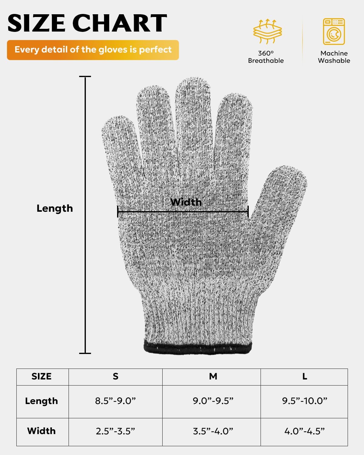 Evridwear Level 5 Cut Resistant Gloves with Non-Slip Grip, 2 Pairs | HPPE Material, Food Safe, Comfortable & Breathable, Kitchen, Crafting & DIY Projects(M, Pink+Gray)