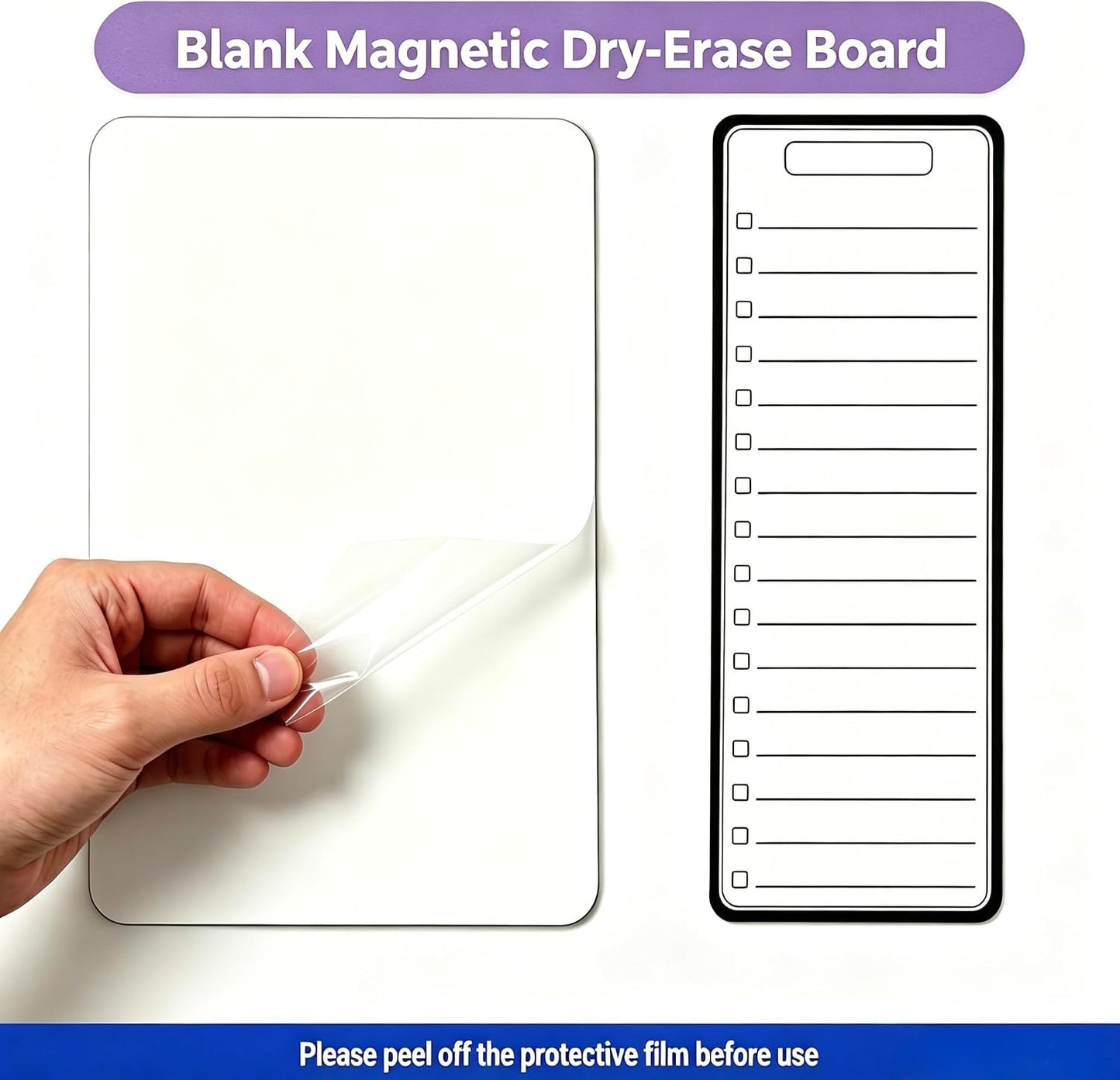 Dual-Sized Magnetic Whiteboard Set for Fridge 4 Markers and Eraser | Magnetic Dry Erase Board, 12" x 8" & 12" x 4" White board Set for Grocery Lists, Weekly Planning and Family Messages Board