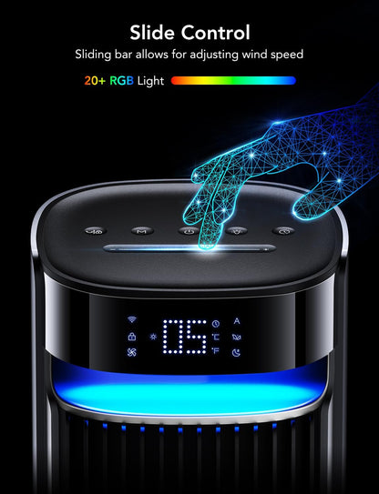 GoveeLife 42 in. Tower Fan, 150 Deg Oscillation, 5 Modes 12 Speeds, Silver