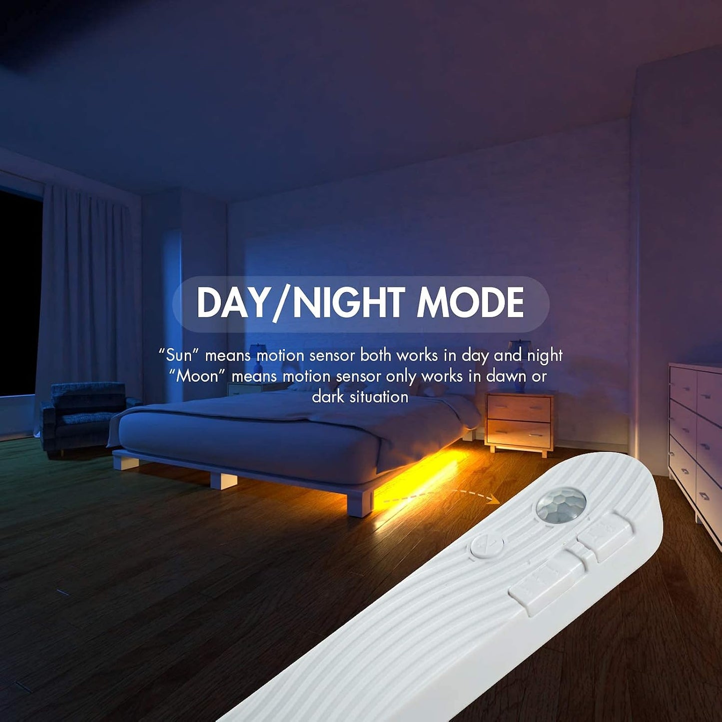 Sensky Motion Activated Strip Lights Rechargeable Motion Sensor LED Strip Light Dimmable Strip Lighting for Wardrobe, Cabinet, Pantry, Closet (2M Black, Cool White)