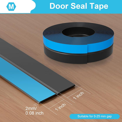 Weather Stripping Door Seal, 20 Ft Shower Door Seal, Clear, 1 in | Flexible door sweep for frames, fits doors, windows, and glass showers, seals gaps up to 0.5", blocks air leaks and dust