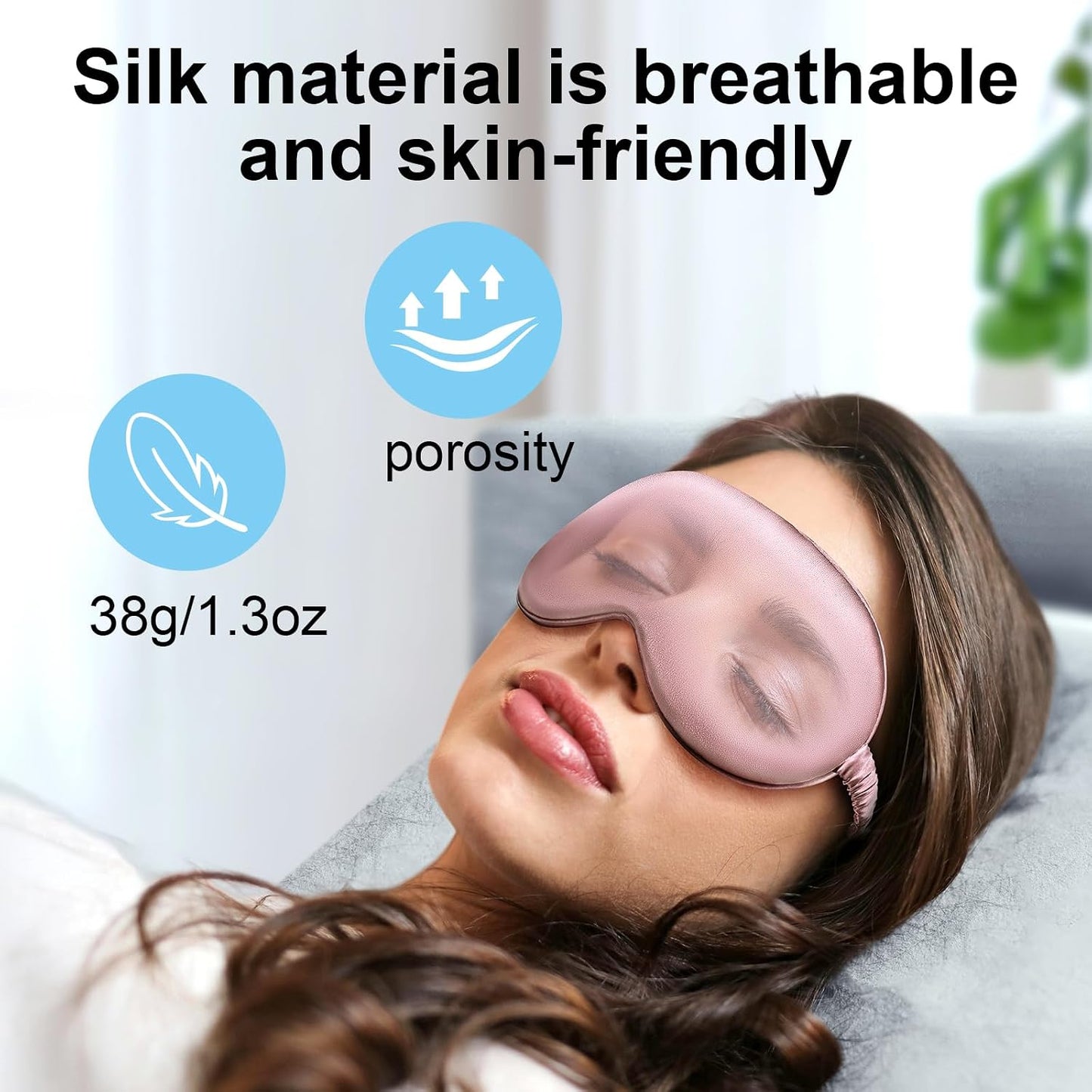 Silk Eye mask for Sleeping 3D Anti Wrinkle Skin Friendly Black Out Dusty Rose