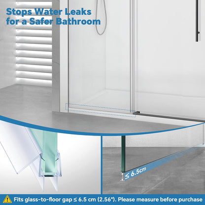 Shower Door Bottom Seal Strip, 2PCS Seal Strip, Ultra Clear PVC, 36" Length, Fits 6mm Thick Glass, Prevents Leaks, Easy Installation, No Adhesive Required (Ultra Clear, 36in for 1/4"(6mm) Door)