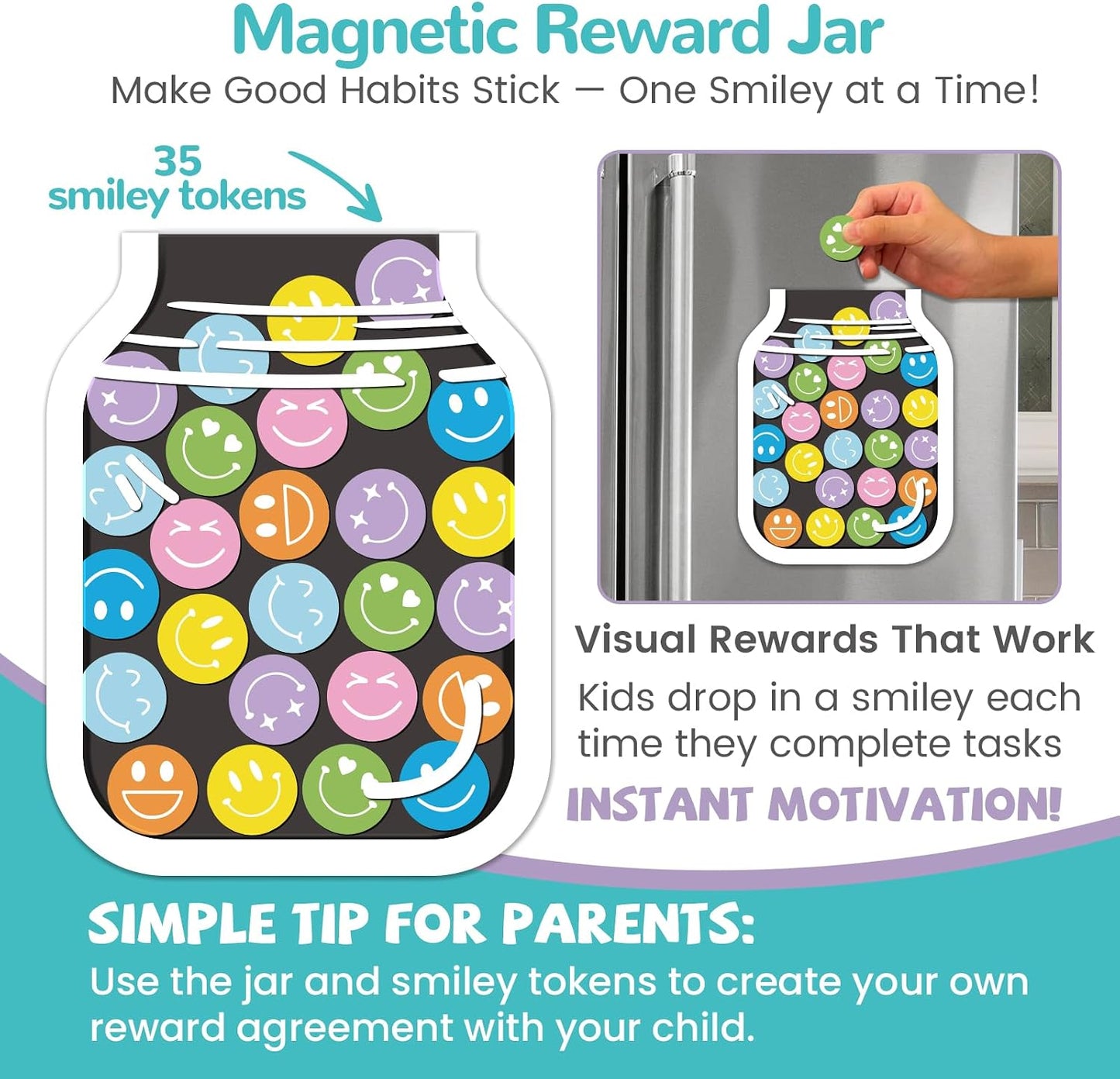 JJPRO Magnetic Bedtime/Morning/Daily Routine Chart for Kids with Reward Jar-Morning Routine Chart,Daily Checklist Reward Chart for Toddlers,Reward Jar for Kids,Cute Visual Schedule Board for Home