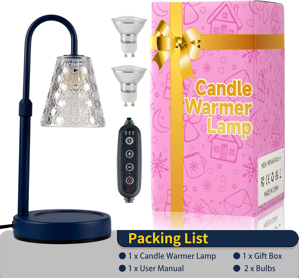 Candle Warmer Lamp with Timer Dimmable, Wax Melt Warmer, Black