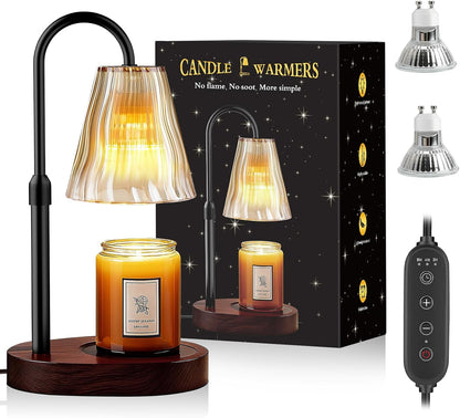Candle Warmer Lamp with Timer Dimmer, Birthday Gifts for Women Mom Friend Sister, House Warming Gifts New Home Decor, Office Apartment Dorm Room Wax Melt Warmer for Jar Candles with 2 Bulbs