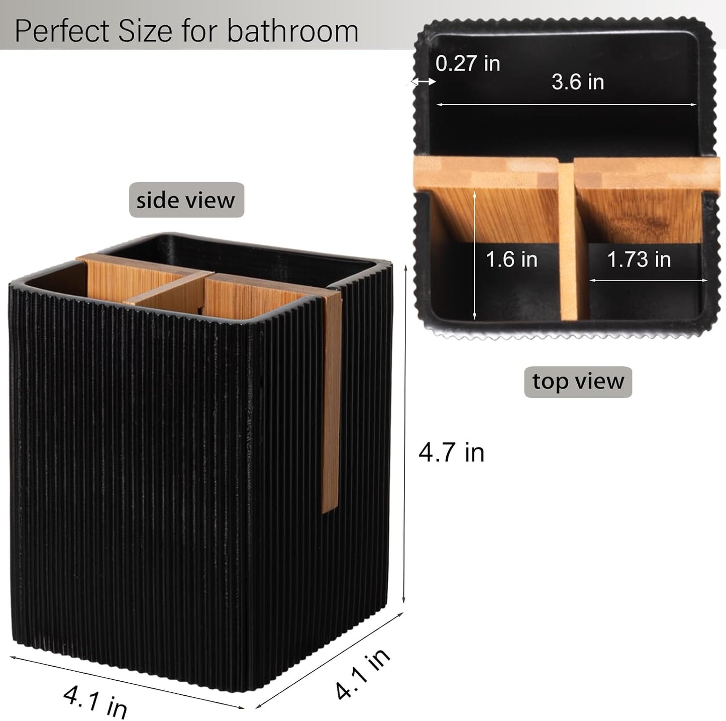 Toothbrush Holders for Bathroom, Bamboo Electric Toothbrush Stand, White | Toothbrush and Toothpaste Organizer for Sink Countertop, Bathroom Storage Stand for Brushing Accessories