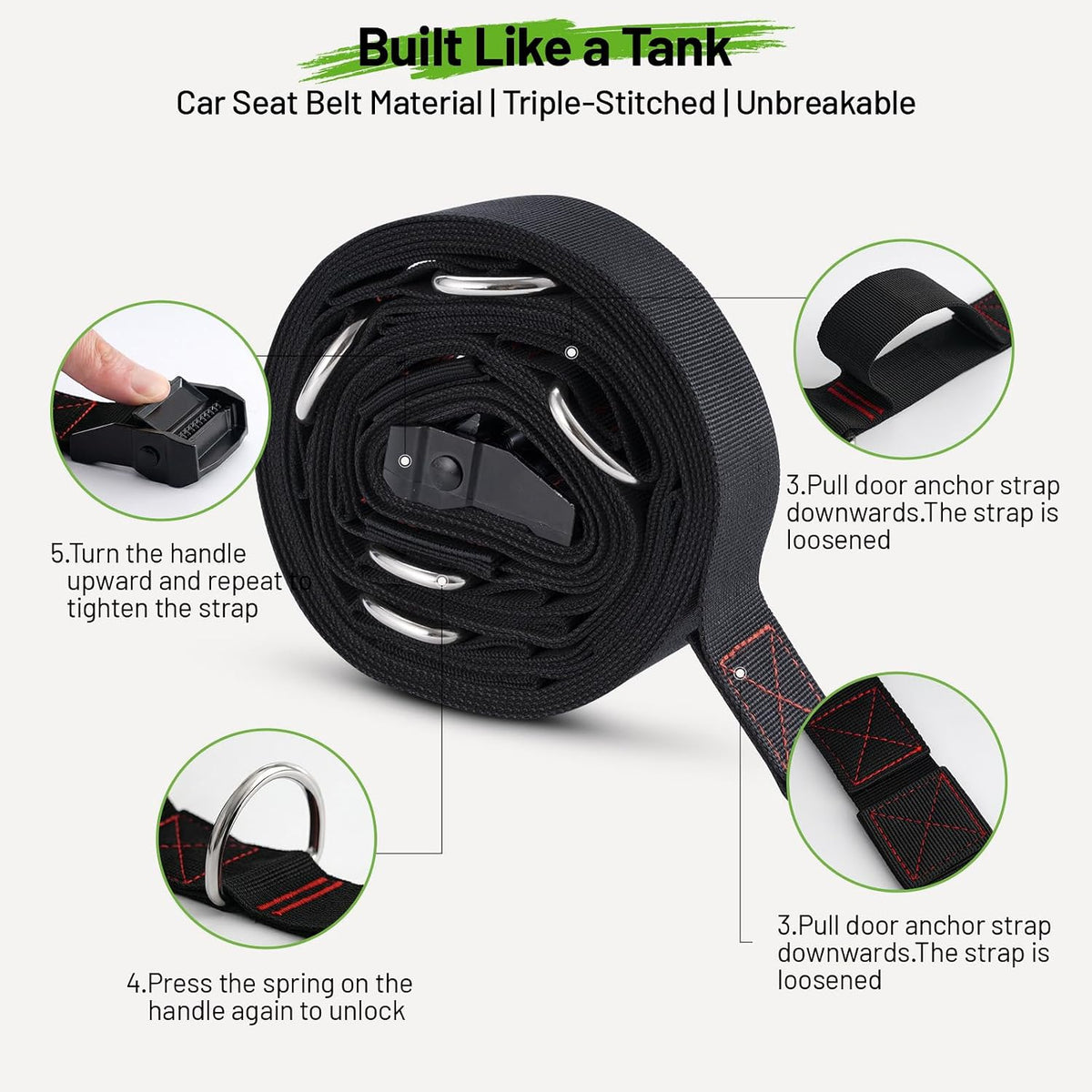 Slim Panda Door Anchor Strap for Resistance Bands