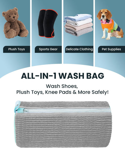 Shoe Washing Machine Bag: 2 Pack Reusable Shoes Cleaning Bags, Light Yellow | Heavy Duty Shoe Laundry Bag for Washer & Dryer, 360° Deep Clean for Sneakers Tennis Shoes, Gifts for Women Men (2pcs)
