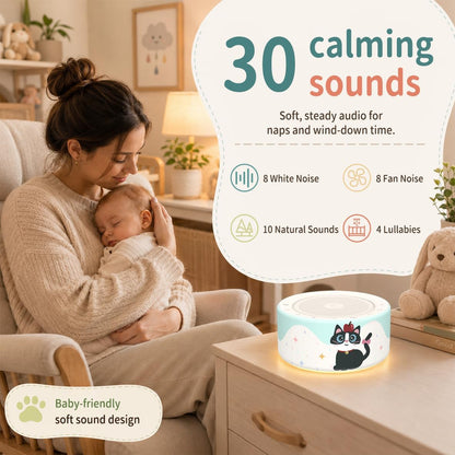 Kipcush White Noise Machine for Baby & Adults, 30 Soothing Sounds, Sleep Sound Machine with 8 Color Night Light, Memory Function, White Noise for Sleeping, Nursery, Office, Travel & Relaxation