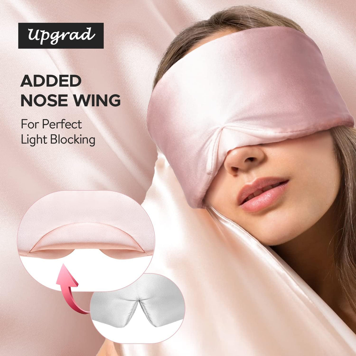 LitBear Silk Sleep Mask for Side Sleeper, Eye Mask Sleeping for Women Men