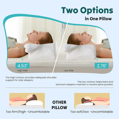 NEWBULIG Cervical Neck Pillow, Ergonomic Contour Memory Foam and Detachable Roll Pillow for Neck Pain Relief Side Back Stomach Sleepers with Cooling Breathable Cover