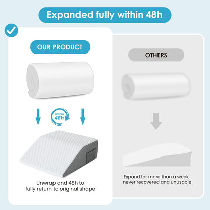 Cozymaker 10" Leg Elevation Pillows for Swelling, Cooling Gel Memory Foam Wedge Pillows for After Surgery, Sciatica Back Knee Hip Ankles Pain Relief, Leg Pillows for Sleeping