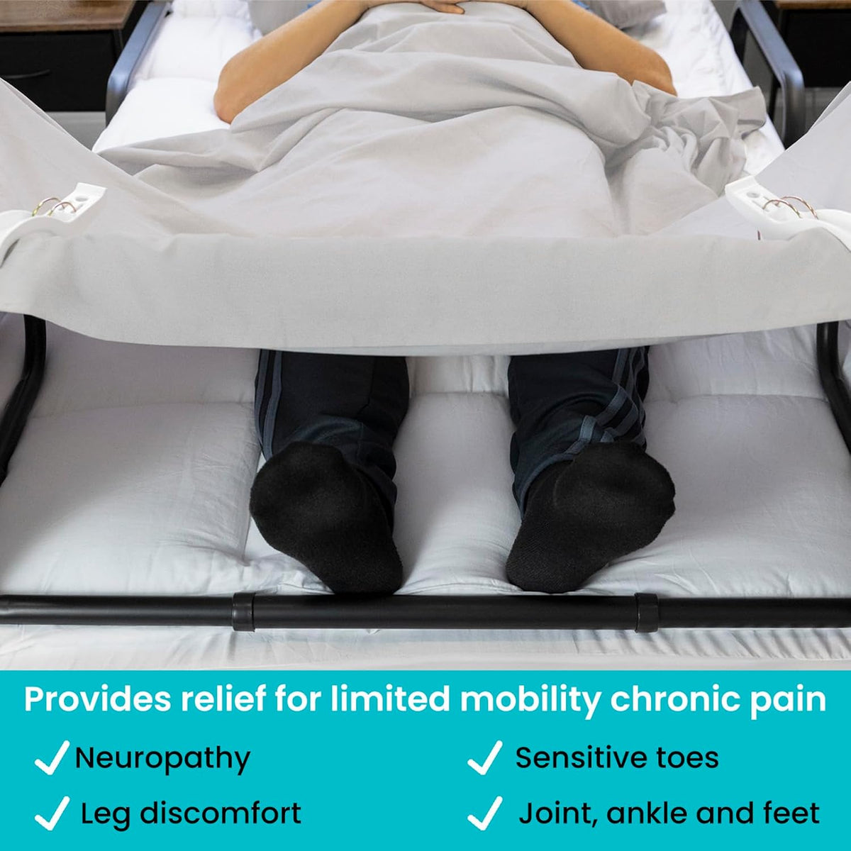 Vive Blanket Lifter for Feet 26"-34" - Adjustable Bed Foot Protector - Bed