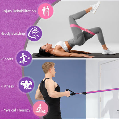 VElCK Resistance Bands Set with Handles for Exercise, Workout and Home Gym | 100% Natural Latex, 10-150LBS, Versatile for Yoga, Pilates, Strength, Home Gym