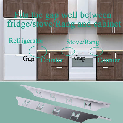Black Stove Gap Cover Range Gap Filler, Counter Trim Kit Between Stove and Counter, Aluminum Don't Melt Like Silicone, For 1/32” to 5/8” Gap, Adjustable Length 23” to 25.4”, Left and Right 2 PCS