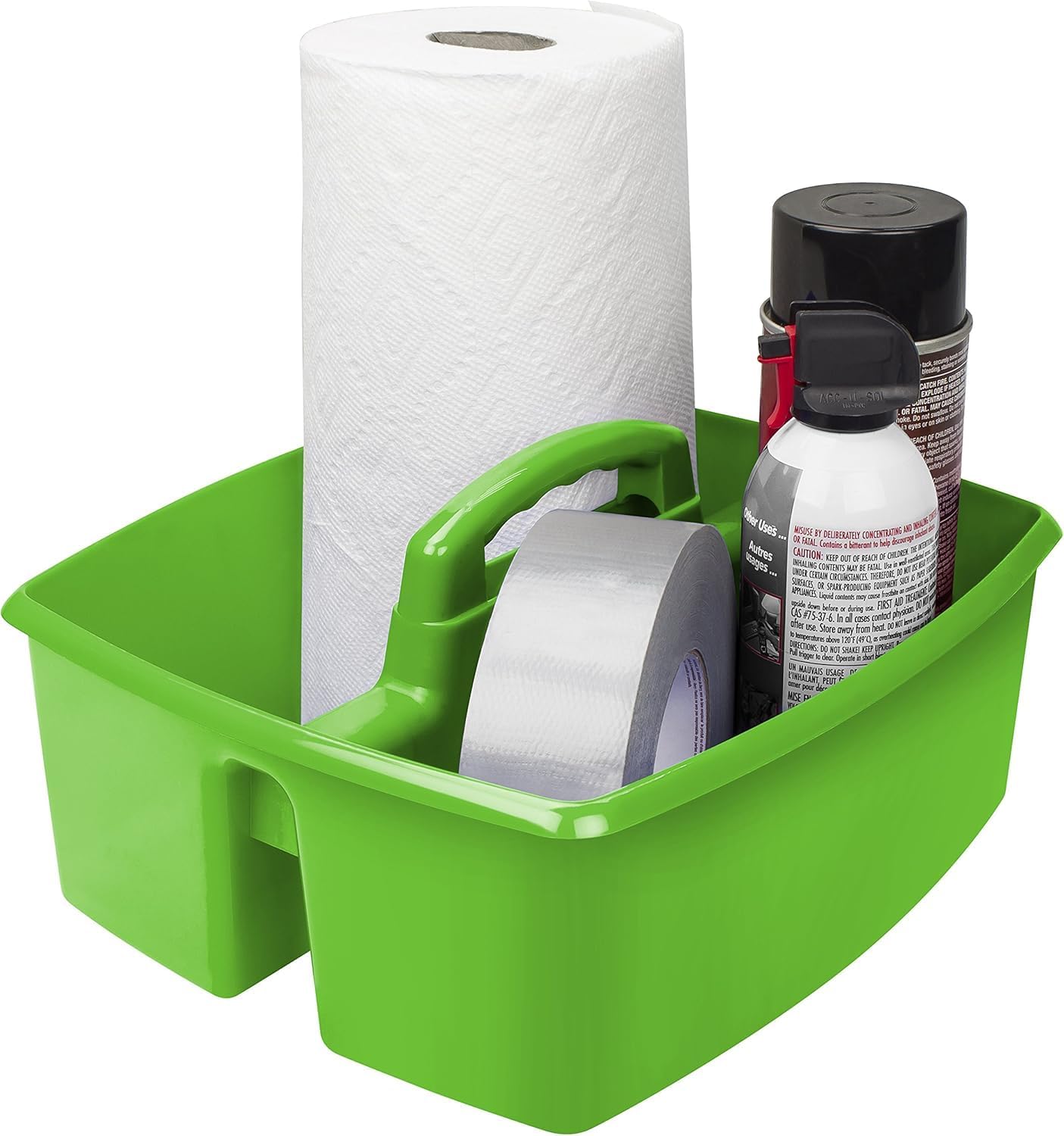 Storex 2-Compartment Large Cleaning Caddy – Multipurpose Supply Organizer with Handle - Black, 1-Pack (00973A06C)