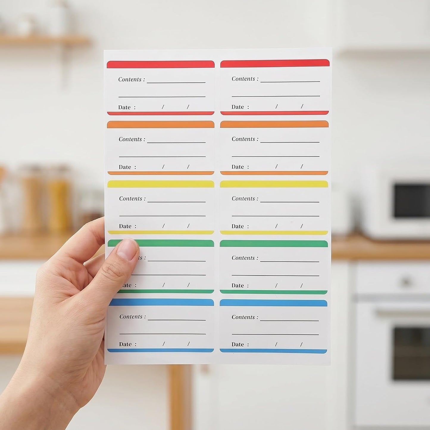 Abaodam 100pcs Removable Food Storage Labels for Freezer and Refrigerator Use Easy Peel Paper Stickers with Quick Application and Easy Identification for Meal Prep and Kitchen Organization