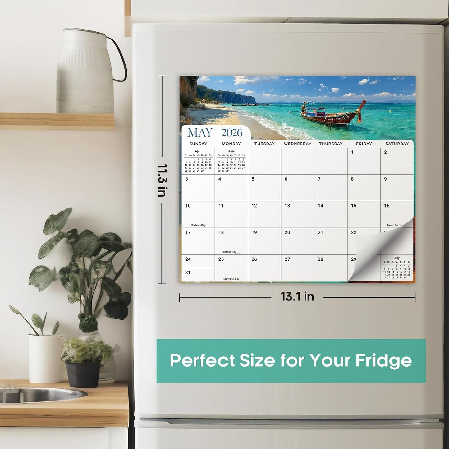2026-2027 Magnetic Calendar for Refrigerator, Apr 2026-Dec 2027 | 21-Month Fridge Calendar 2026-2027 for Home Planning, Scheduling and Easy Organization, Greenery