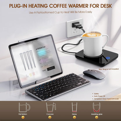 Misby Mug Warmer, Coffee Warmer for Desk Auto Shut Off Coffee Lovers Gift Ideas, Smart Coffee Cup Warmer with Gravity-Induction Coffee Mug Warmer for Desk Use Keep Beverages Coffee Warmer (White)