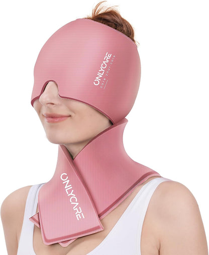 ONLYCARE Migraine Relief Cap, Headache Relief & Neck Ice Pack Wrap Gel Set | Upgrade Headache Cap and Shoulder Cold Pack, Hot & Cold Compress, FSA-HSA Eligible, Relief of Pain, Swelling, Office Pressure