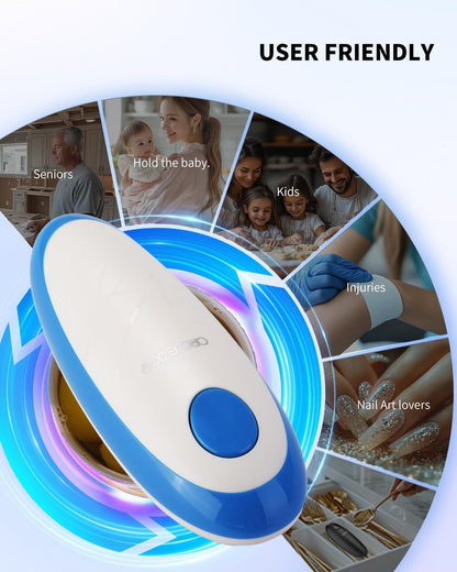 CIRCLE JOY Electric Can Opener, One-Touch Automatic Can Opening with Smooth Edges, Food Safety Handheld Battery-Operated Can Opener for Kitchen and Seniors, Blue