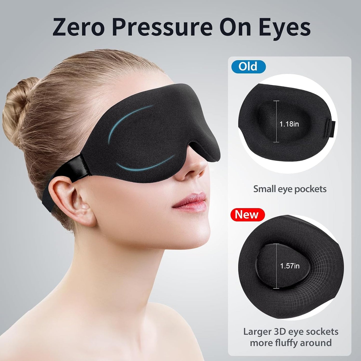 NEWVANGA Sleep Mask for Back and Side Sleeper, Travel Eye Cover, Blue | Block Out Light, 3D Night Blindfold, Zero Pressure Breathable, Lightweight Sleeping Eye Mask, Flight Naps shift Work Yoga