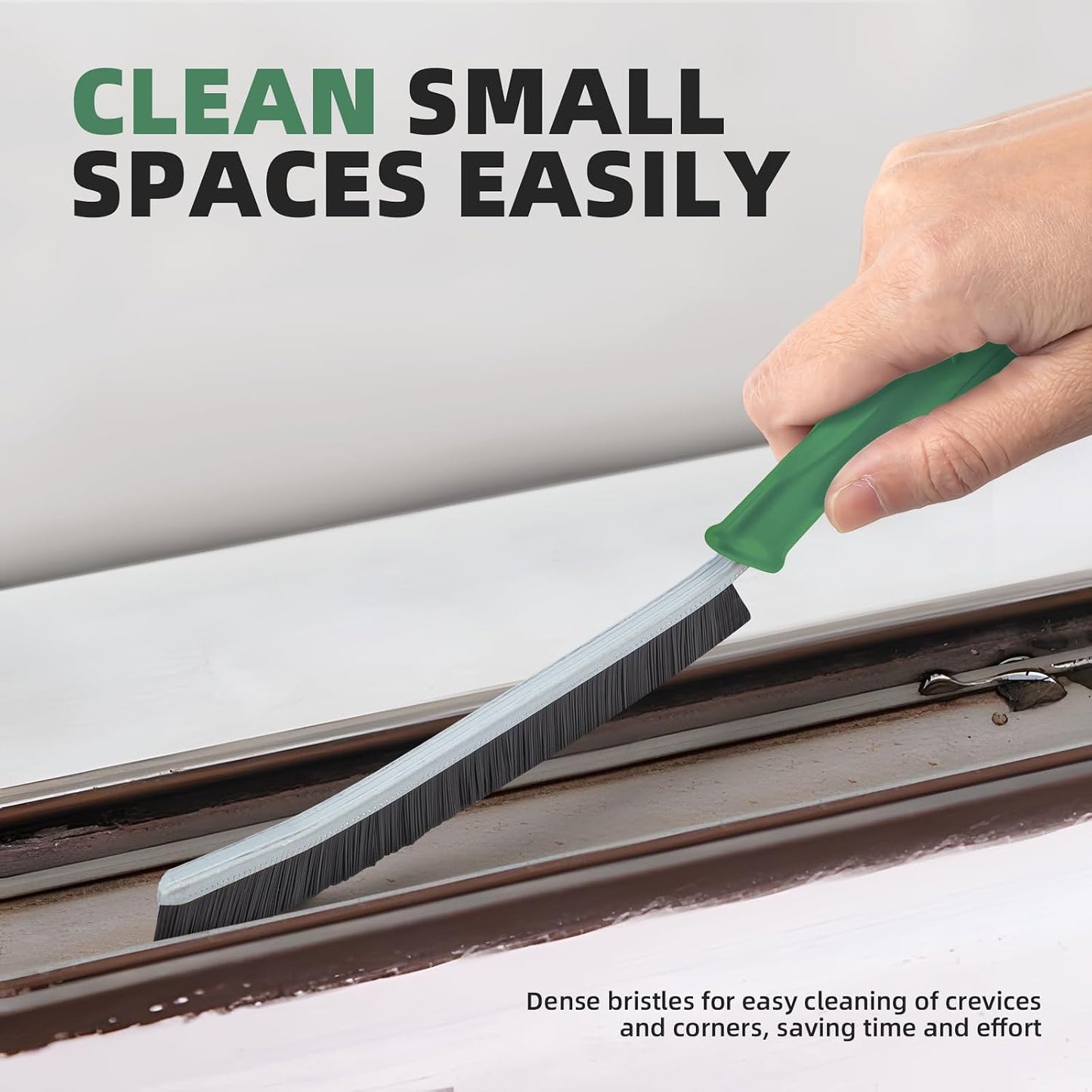 FOOGWEE Hard Bristle Crevice Cleaning Brush - Cleaning Tools for Household Use, Multifunctional Gap Cleaning Supplies for Kitchen, Bathroom, Toilet, Window, Vehicle, Faucets, Grout, Home (Black)