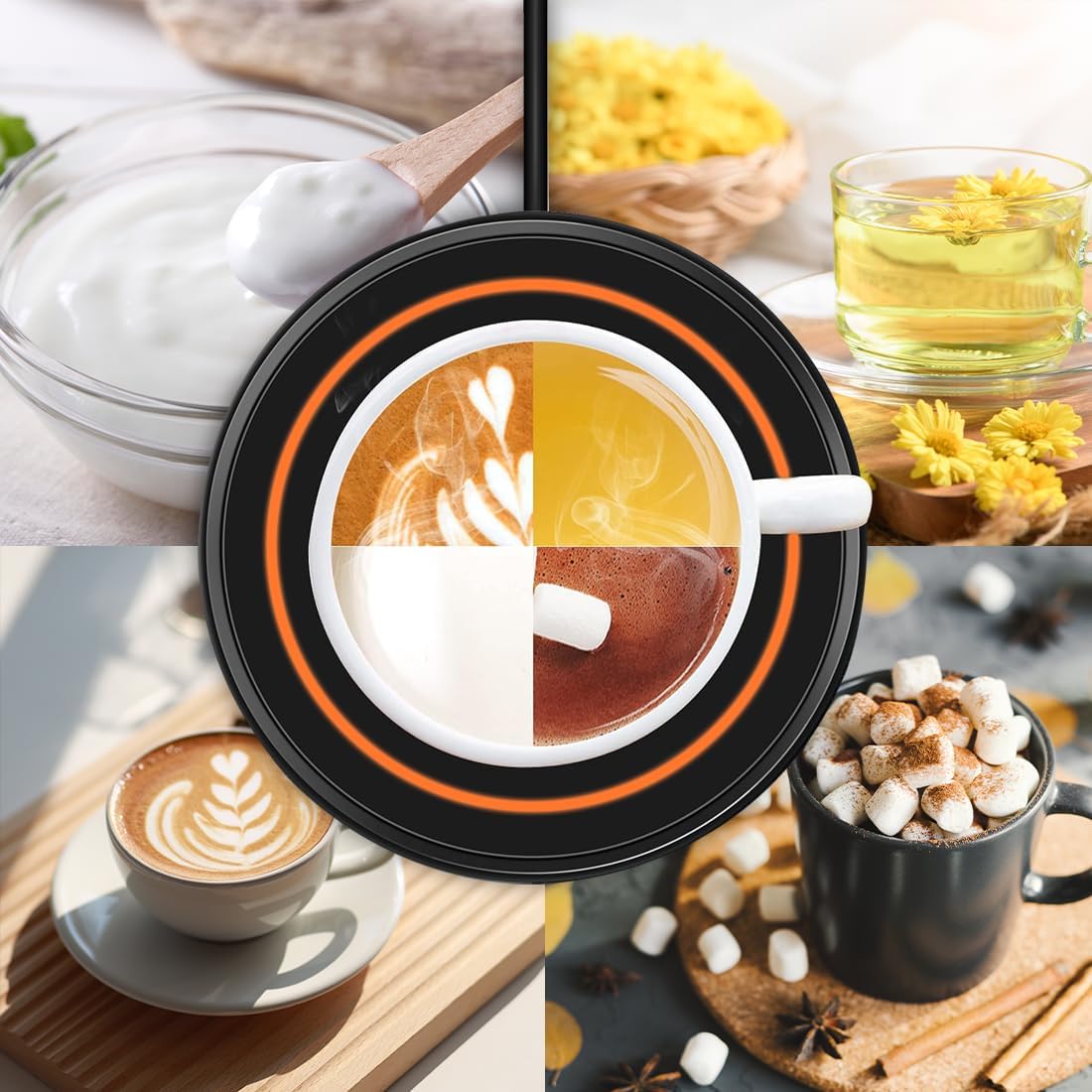 Coffee Mug Warmer, Electric Beverage Warmers for Office Home Desk Use, Smart Cup Warmer Thermostat Coaster for Hot Coffee Tea Espresso Milk Candle Wax with Gravity Switch Auto On/Off 135F