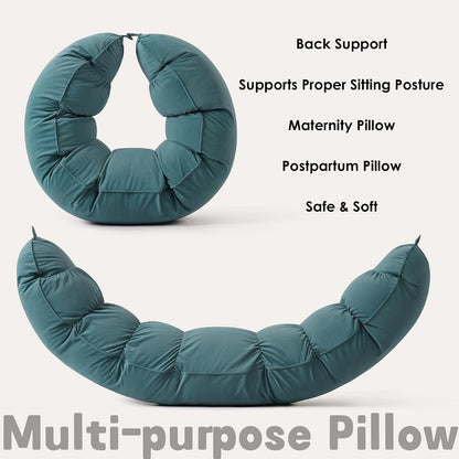 Peallow(Pat. Pend) – Long Round Body Pillow for Adults, Bolster Pillow for Sleeping, Soft and Supportive Pillow for Sleeping & Lumbar Support (Green-White, 29.5")