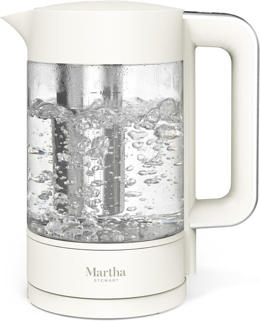 Martha Stewart 1.7L Glass Carafe Electric Kettle with Removable Tea Infuser