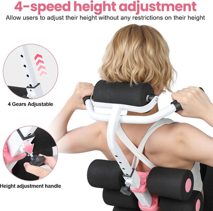 Mini Inversion Table, Compact Foldable Back Stretcher, Relieve Back Pain, Spine Decompression Chair, Heavy-Duty Steel Frame Yoga Inversion Stool, 350lbs Weight Capacity