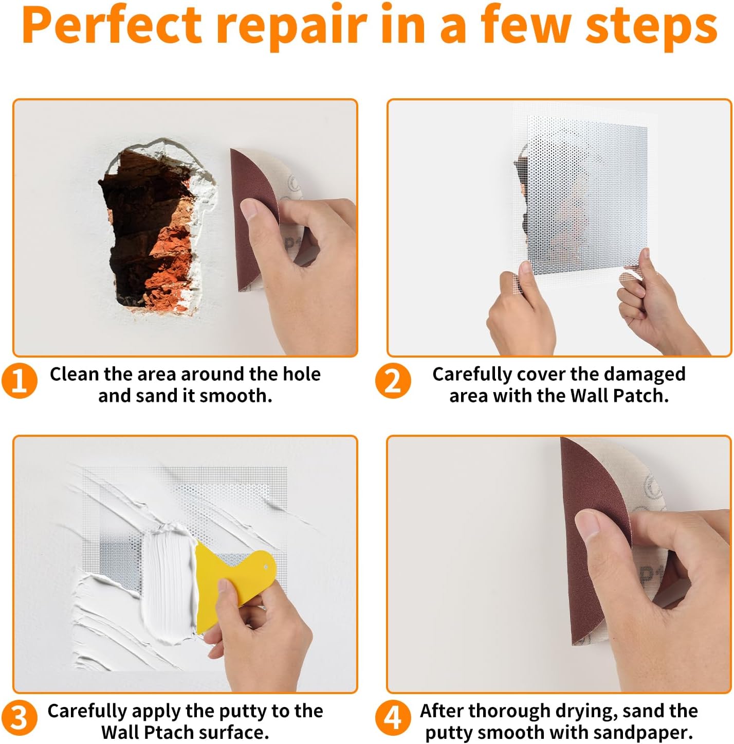 Wall Repair Patch Kit, 15 Pieces Aluminum Self-Adhesive Mesh Repair Patches for Drywall, Multiple Large Small Sizes 2/4/6/8 Inch Drywall Hole Repair Kit, Permanently Repairs Damaged Walls and Ceilings