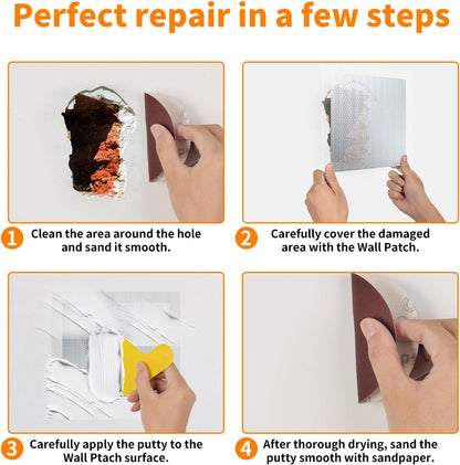 Wall Repair Patch Kit, 15 Pieces Aluminum Self-Adhesive Mesh Repair Patches for Drywall, Multiple Large Small Sizes 2/4/6/8 Inch Drywall Hole Repair Kit, Permanently Repairs Damaged Walls and Ceilings