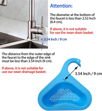 Kitchen sink drain basket swan drain rack, swan drain basket for kitchen sink, multifunctional drainer rack triangle Sink Filter vegetable and fruit drainer basket 4 PCS