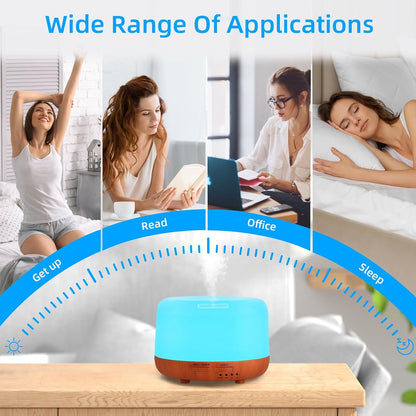 SPLITSKY 300ml Ultrasonic Essential Oil Diffuser with Remote Control | 7-color LED lighting, 2 mist modes, 2H and 4H timers, and waterless auto shut-off for bedrooms, desks and offices.
