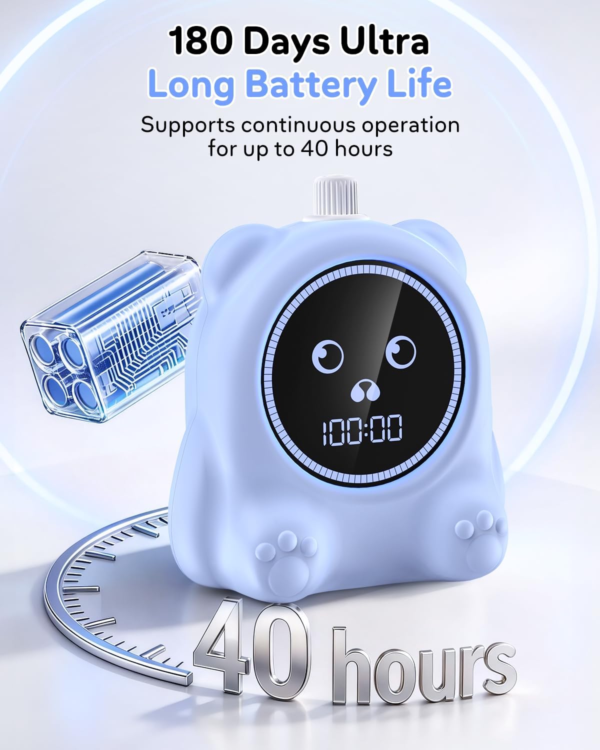 Visual Timer for Kids, 100 Min, Rechargeable Countdown Timers, Adjustable Sound Alert, Adjustable Brightness, Productivity Timers for ADHD, Silent Operation, Desk Time Management Tool for Toddler