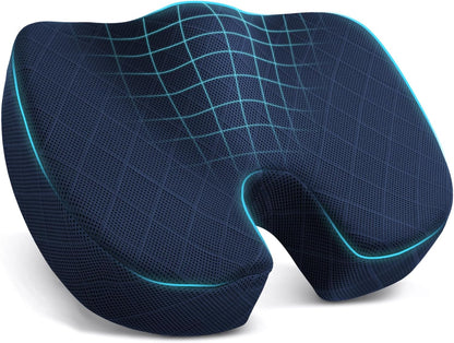 TushGuard Office/ Car Seat Cushion, Non-Slip Sciatica & Back Coccyx Tailbone Pain Relief Chair Pad, Memory Foam Butt Pillow for Computer Desk, Wheelchair, Driving (Black)