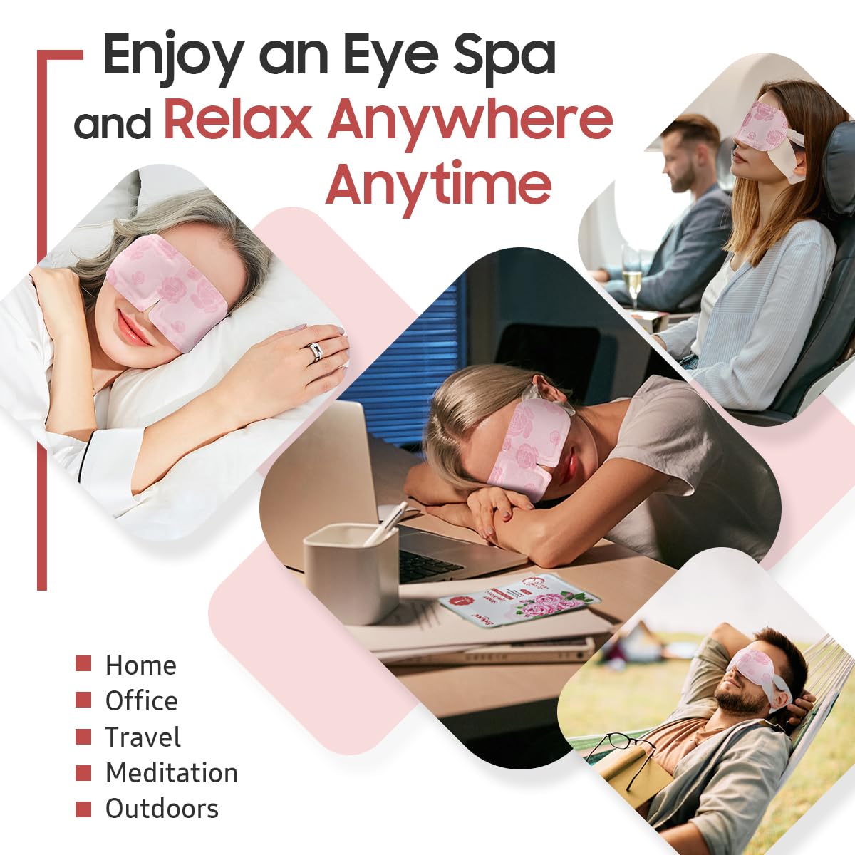 BeHoomi Steam Eye Mask, 10Packs Heated Eye Mask, Self Heating Disposable SPA Warm Compress for Eyes Sleep Mask, Travel Essentials & Relaxation Gifts for Women (Lavender Scent)