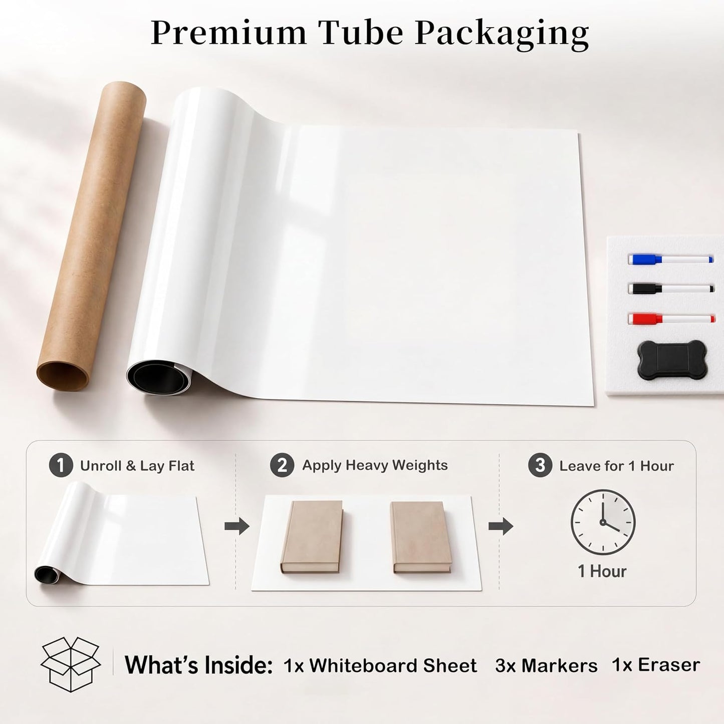 Magnetic White Board for Refrigerator Plan Weekly Menus at a Glance | Dry Erase Sheet for Meal Schedules - 12" x 8" Kitchen Command Center for Busy Moms with Magnet Backing Packed Flat