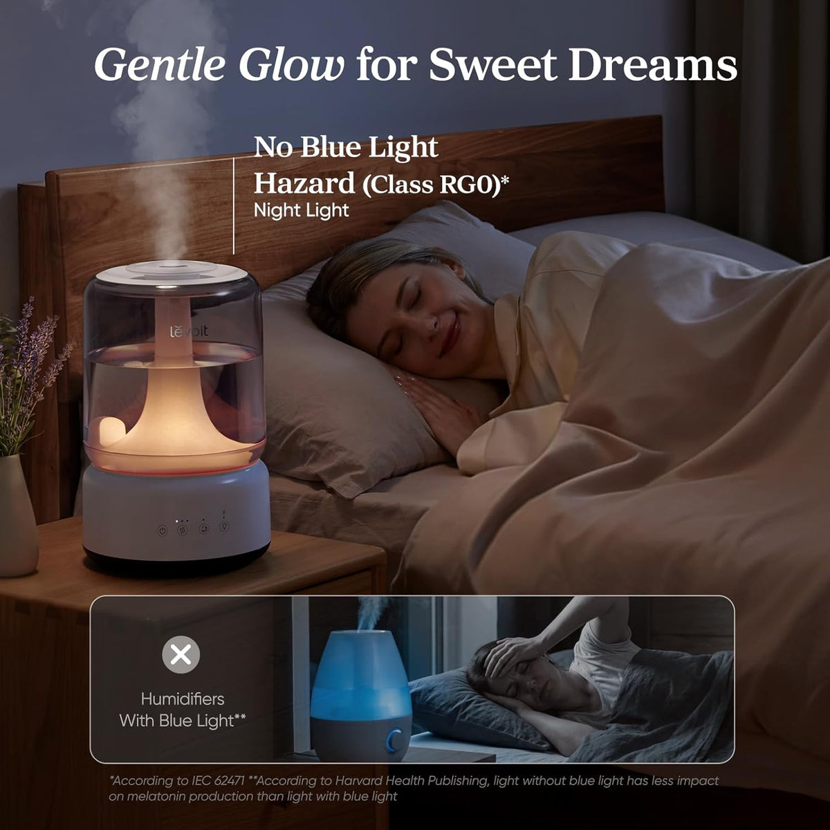 Levoit Top Fill Humidifiers for Bedroom, 2.5L Tank for Large Room, 25dB