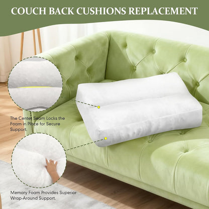 JZHLLA Shredded Foam Sofa Back Cushions Replacement Fluffy Memory Sponge Couch Pillow with Quilted Design 26x18x5 Inch Lumbar Support Pillow for Sofa Bed Floor